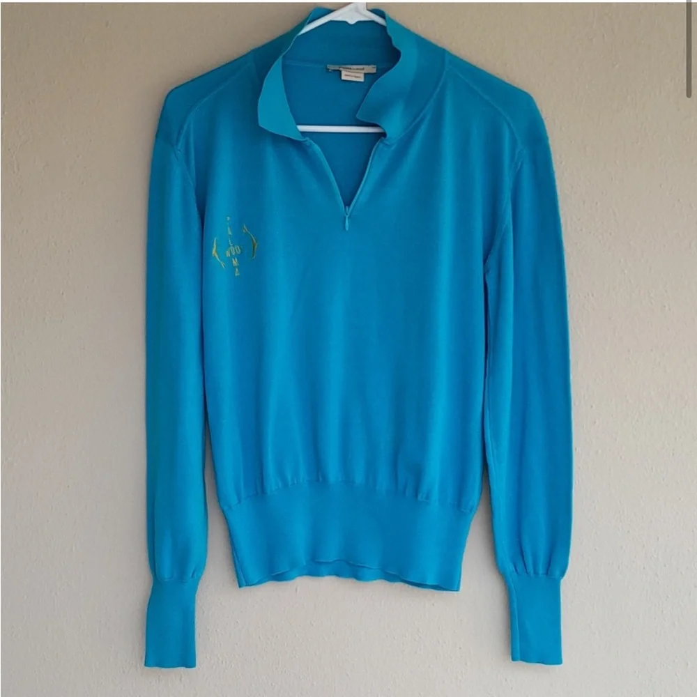 Paloma Wool Bright Turquoise Zip-Neck Pullover - Picture 4 of 10